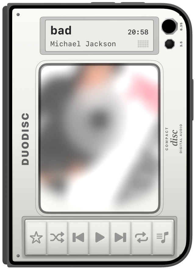 iPhone Duo closed in Star White, disc player on the cover.