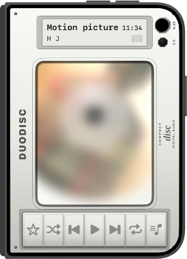 iPhone Duo closed in Star White, disc player on the cover.