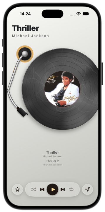 iPhone playing the same album as a vinyl record.